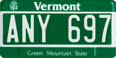 VT license plate ANY697
