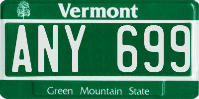 VT license plate ANY699