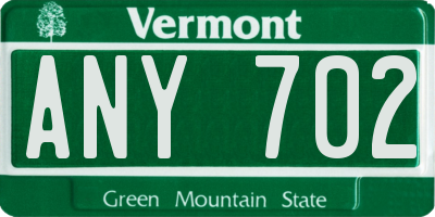 VT license plate ANY702
