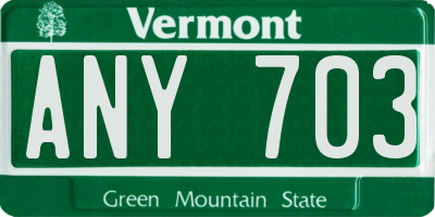 VT license plate ANY703