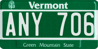VT license plate ANY706