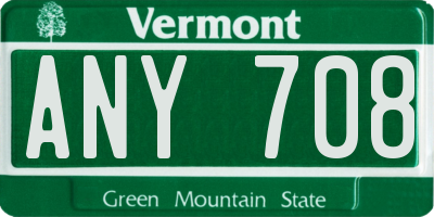 VT license plate ANY708