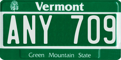 VT license plate ANY709