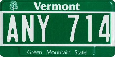VT license plate ANY714