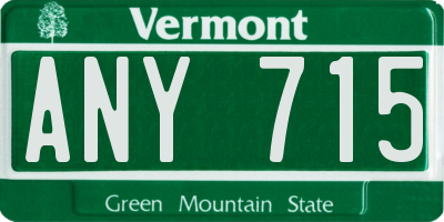 VT license plate ANY715