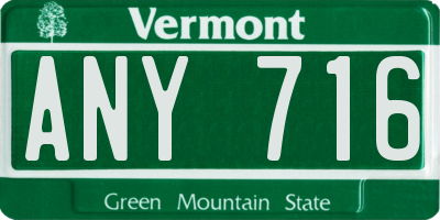 VT license plate ANY716