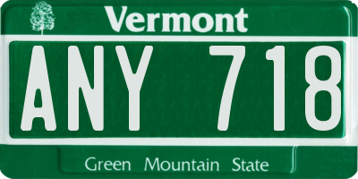 VT license plate ANY718