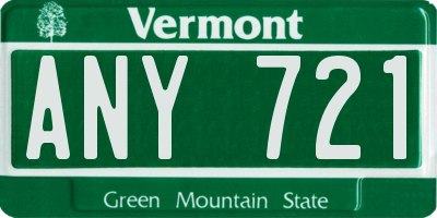 VT license plate ANY721