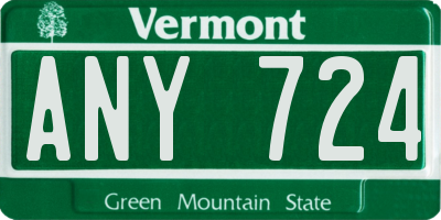 VT license plate ANY724
