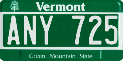 VT license plate ANY725
