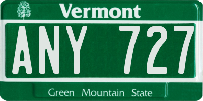 VT license plate ANY727