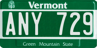 VT license plate ANY729