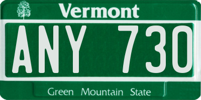 VT license plate ANY730
