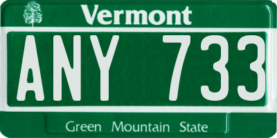 VT license plate ANY733