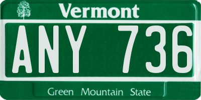 VT license plate ANY736