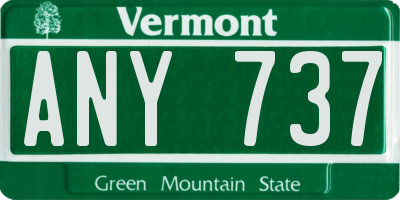 VT license plate ANY737