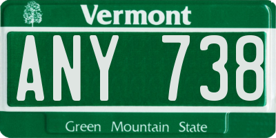 VT license plate ANY738