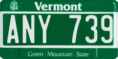 VT license plate ANY739
