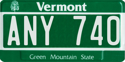 VT license plate ANY740