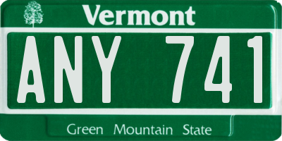 VT license plate ANY741