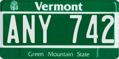VT license plate ANY742