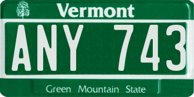 VT license plate ANY743