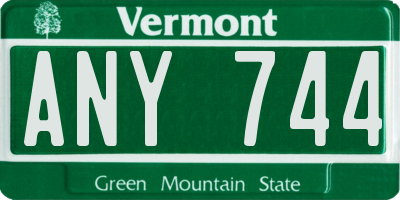 VT license plate ANY744