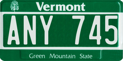 VT license plate ANY745