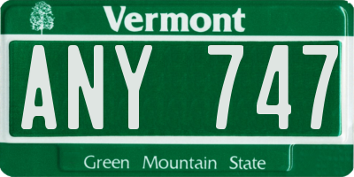 VT license plate ANY747