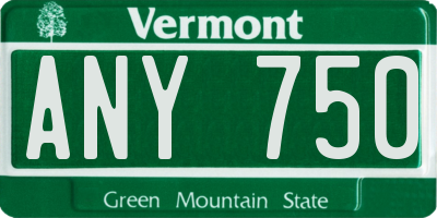VT license plate ANY750