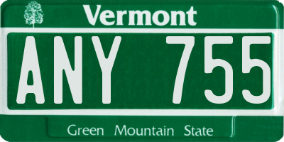 VT license plate ANY755