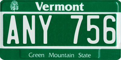 VT license plate ANY756