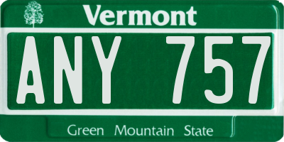 VT license plate ANY757