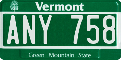 VT license plate ANY758