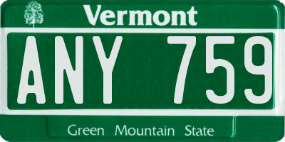 VT license plate ANY759