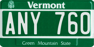 VT license plate ANY760