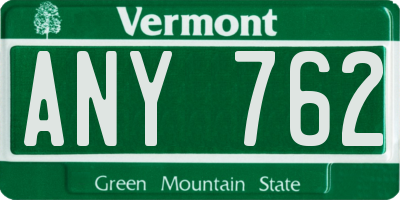 VT license plate ANY762