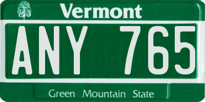 VT license plate ANY765