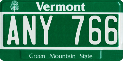 VT license plate ANY766