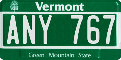VT license plate ANY767
