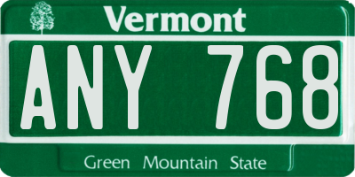 VT license plate ANY768