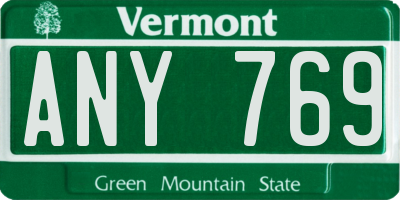 VT license plate ANY769