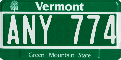 VT license plate ANY774