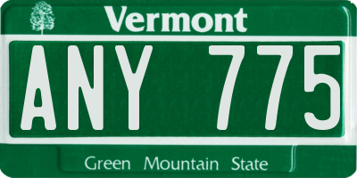 VT license plate ANY775