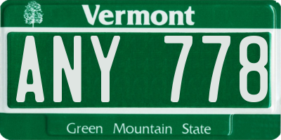 VT license plate ANY778