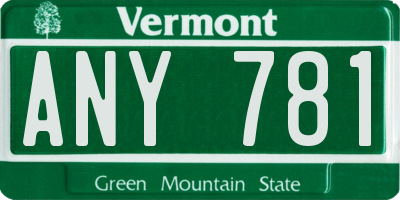 VT license plate ANY781