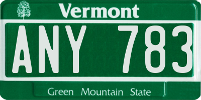 VT license plate ANY783