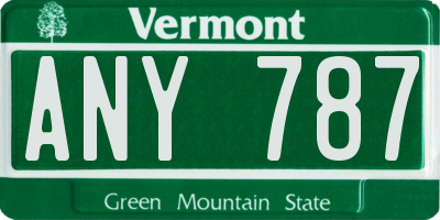 VT license plate ANY787