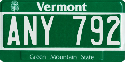 VT license plate ANY792
