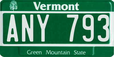 VT license plate ANY793
